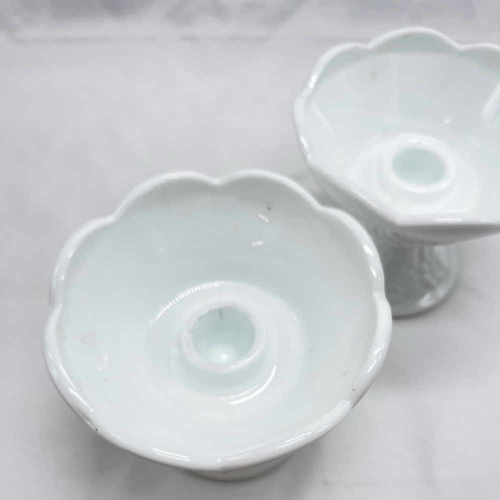 VTG Indiana Glass milk glass candle stick holders - Picture 4 of 8